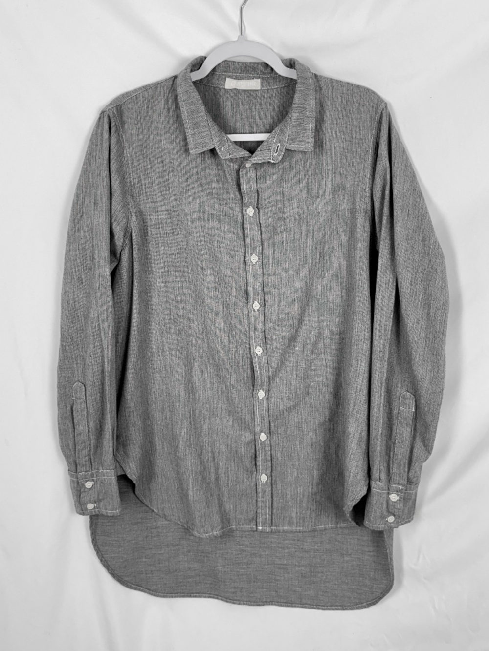 Vintage CP Shades Shirt L Thin Blue Stripes Button Front Cotton USA Long Sleeves